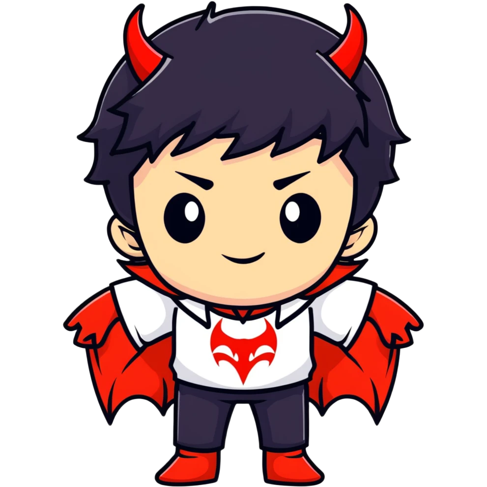 Cool anime devil boy with black hair emoji