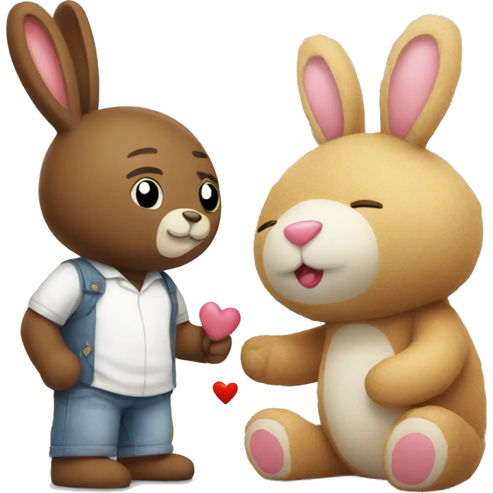 Teddy and bunny in love emoji