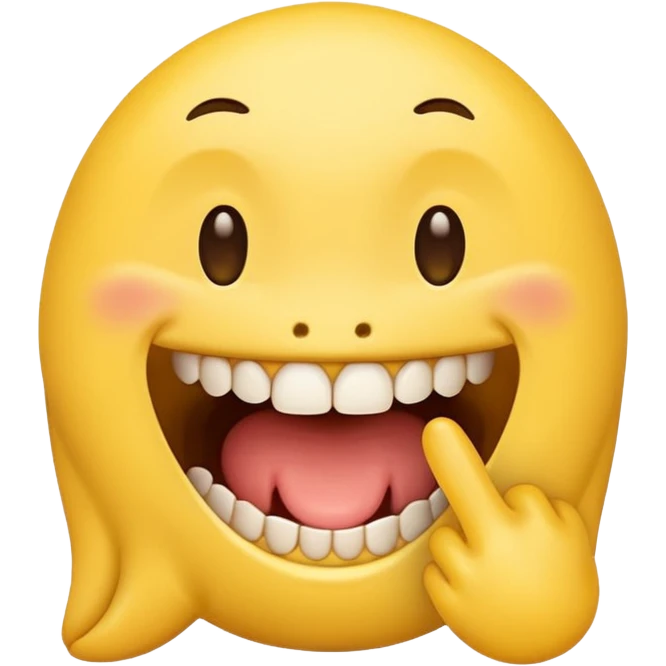 Yellow emoji finger bite with teeth in flirty manner emoji