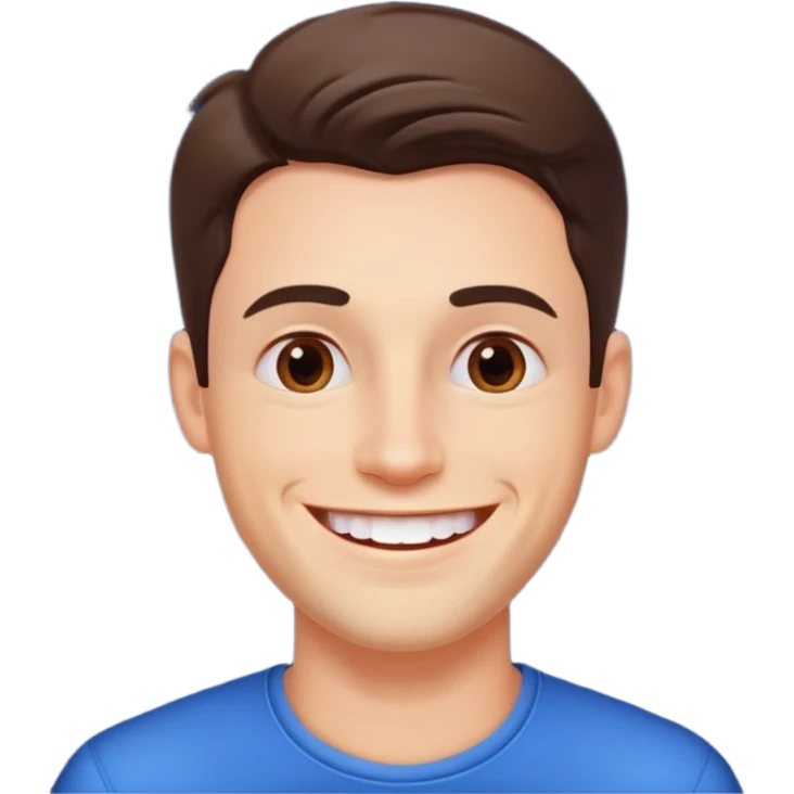 create an image of a perfect guy, very handsome, catching, smart and smiling with his white teeth. around him there's like a shining and small stars showing how perfect he is . the background is white emoji