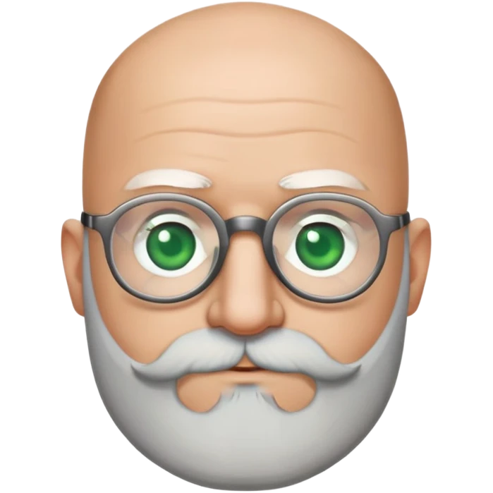 50 years old, green eyes, 2 days salt and pepper beard, bald, glasses emoji