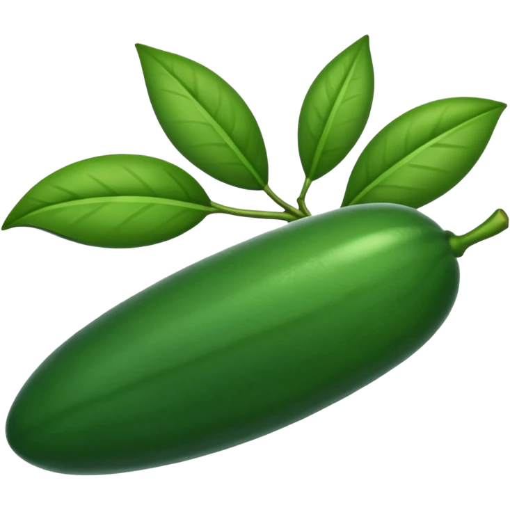 Темно зелёный вытянутой микроцитрус с зелёным маленьким листиком emoji