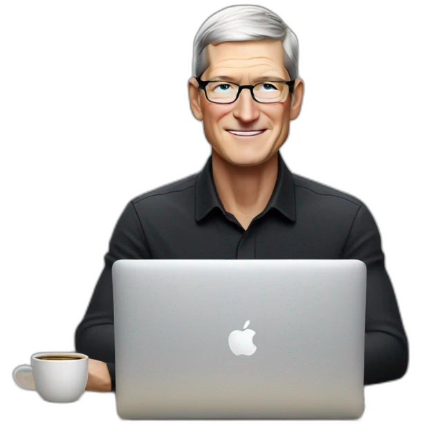 tim cook with macbook pro on desk emoji