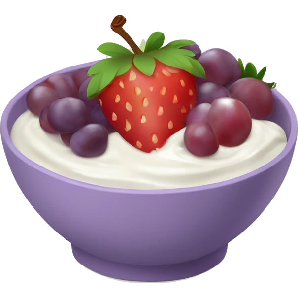 fruit yogurt bowl with strawberries and grapes emoji