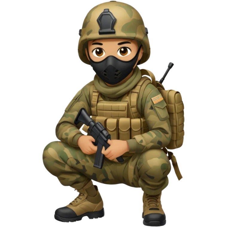 Soldier crouching with tactical mask emoji