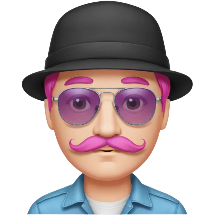 pink-haired mustache man with hat and sunglasses emoji