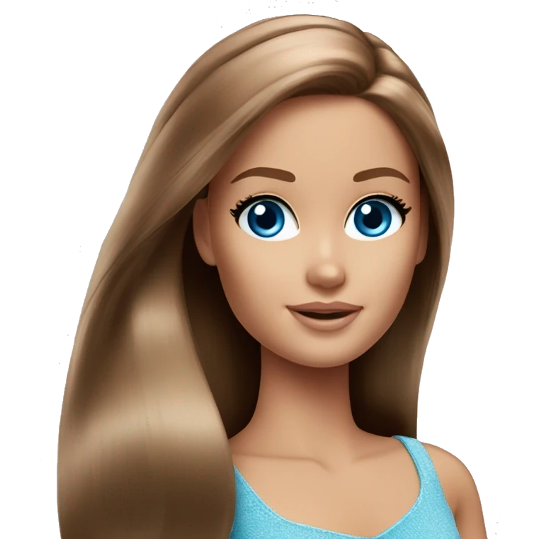 Barbie long brown hair blue eyes emoji