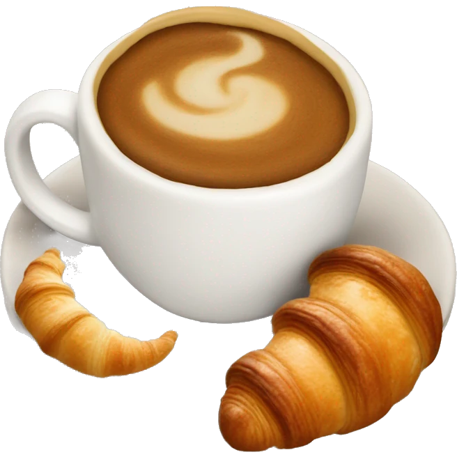 Cup of cappuccino with croissant emoji