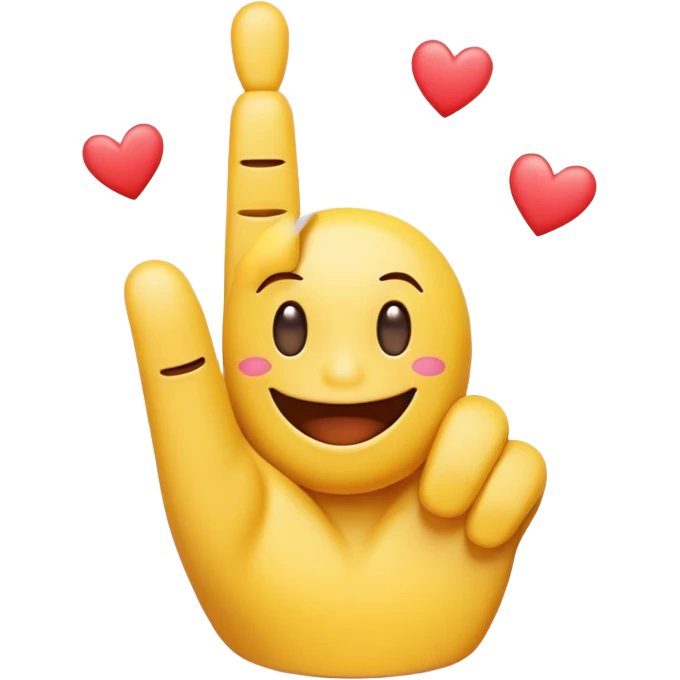 Let there be a middle finger pointing up and smiley emoji with hearts. emoji