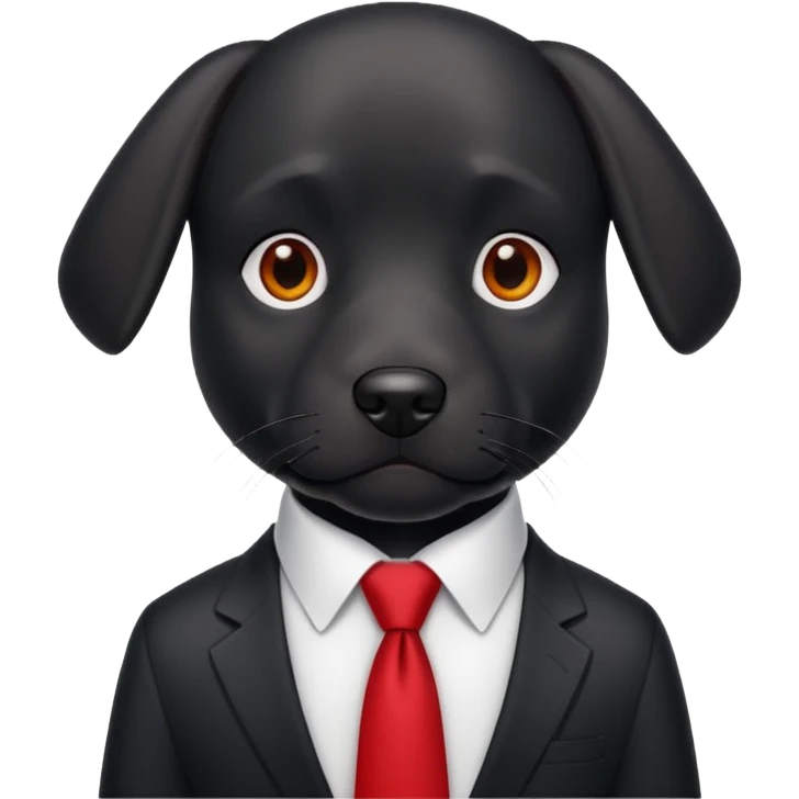black dog with red tie,white shirt emoji