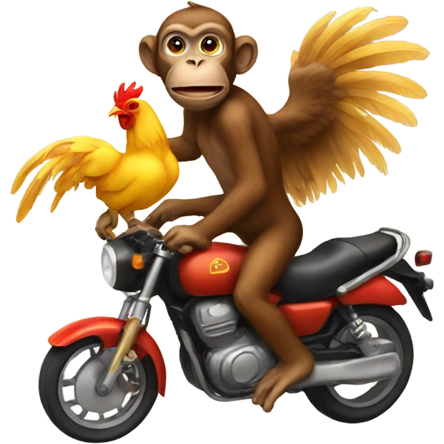Monkey riding a chicken emoji