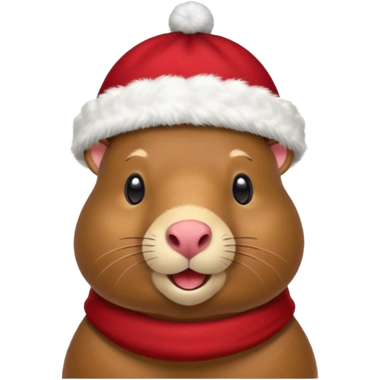 Una capibara con gorro navideño emoji