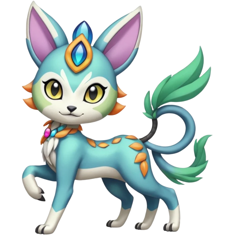 Colorful Exotic Randomly-colored Cartoon Anime Meloetta-WereGarurumon-Trico-Pokémon-Fakémon-fusion-hybrid-creature emoji