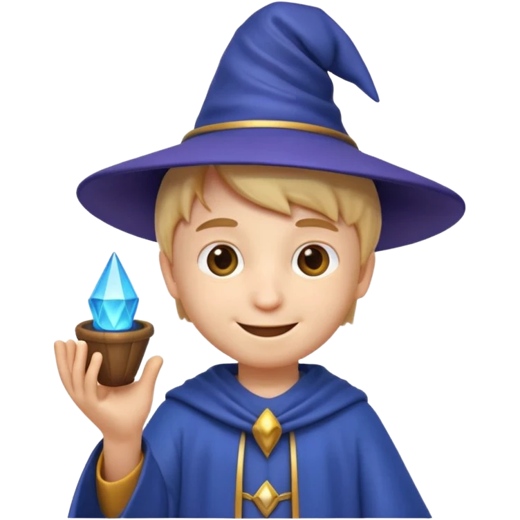 3D imoji of  The little boy who is a magic designer, he is a graphic designer, he should not be holding anything emoji