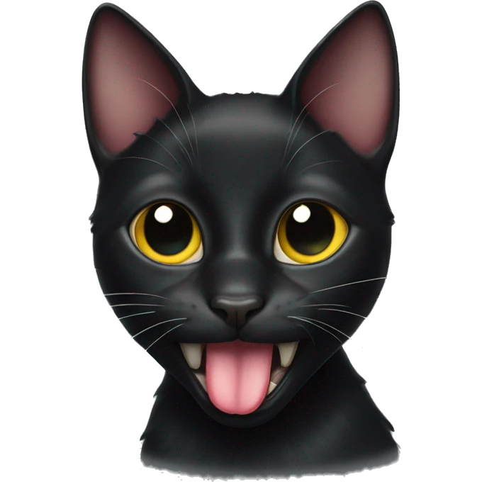 Black cat with tongue out emoji