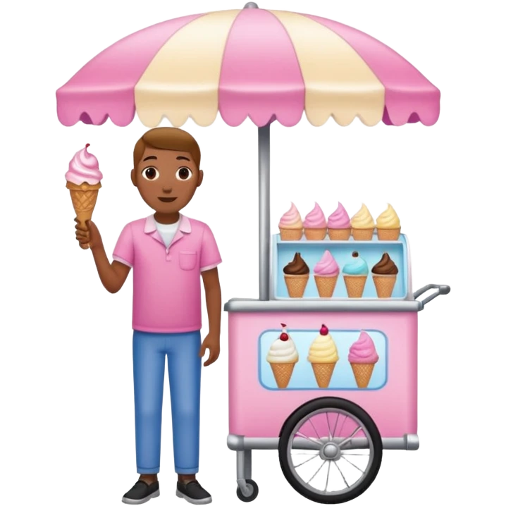 Vendor + pink cart,Ice Cream Vendor. emoji