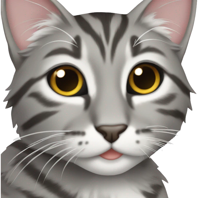 Grey tabby with white paws and chest emoji