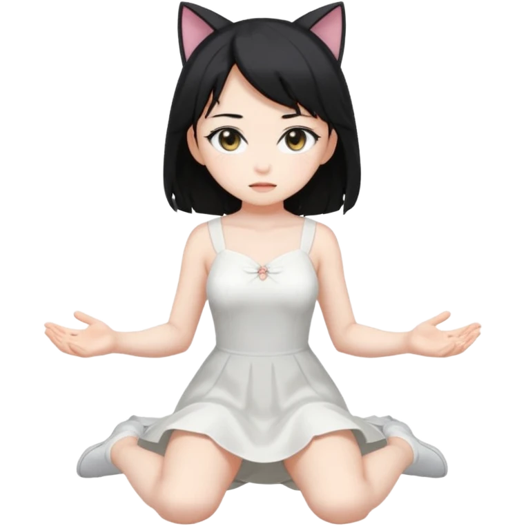 anime catgirl kneeling legs apart emoji