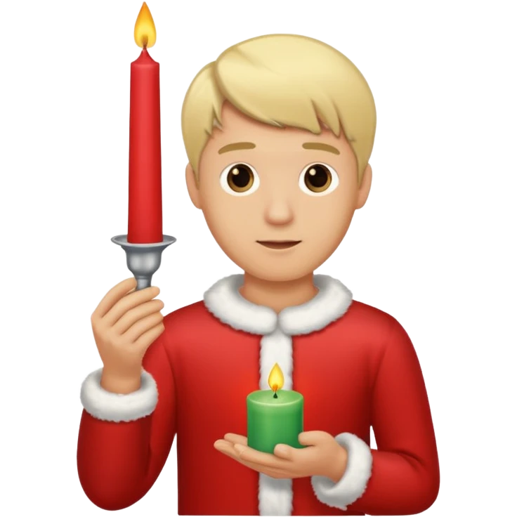 blonde man holding christmass ornamented candle emoji