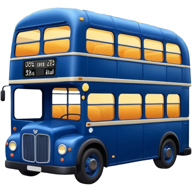 A dark blue double decker bus with cute cosy outdoor string twinkle lights emoji