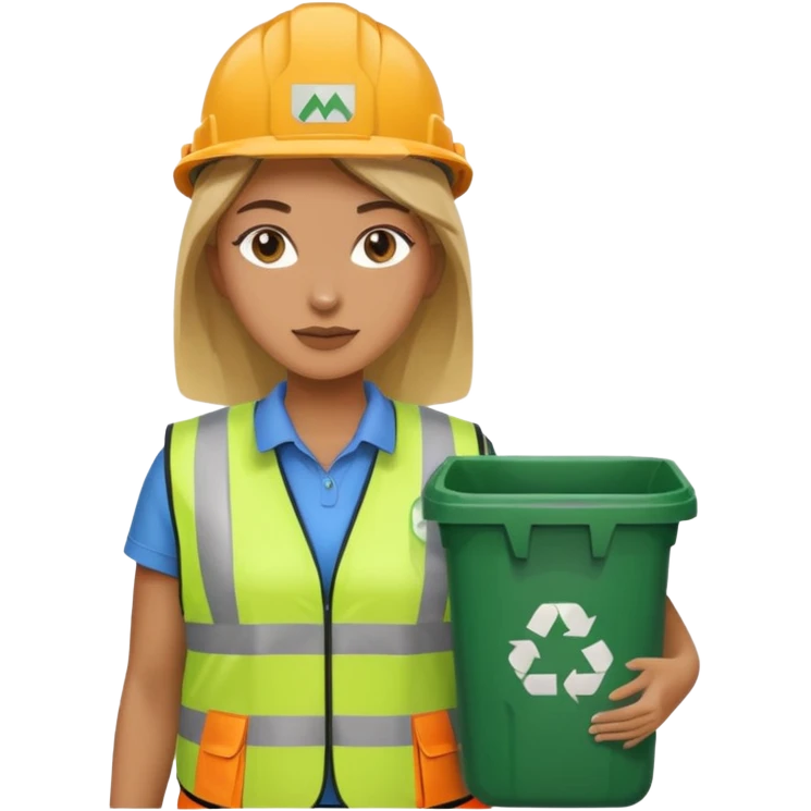 women, Waste Management, safety vest, trash picker emoji