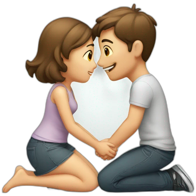 Boy on knees proposing girlfriend  emoji