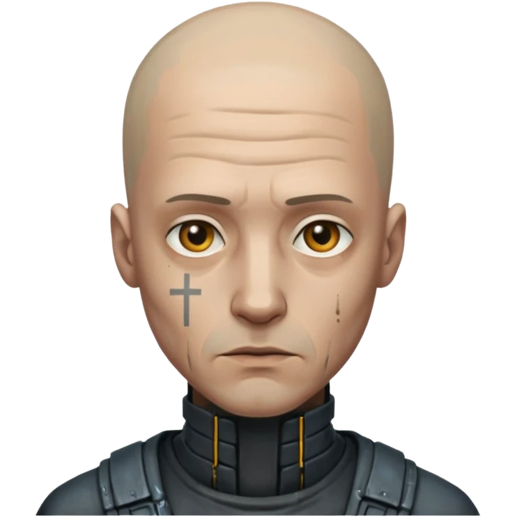 cyberpunk poor man whihout hair emoji