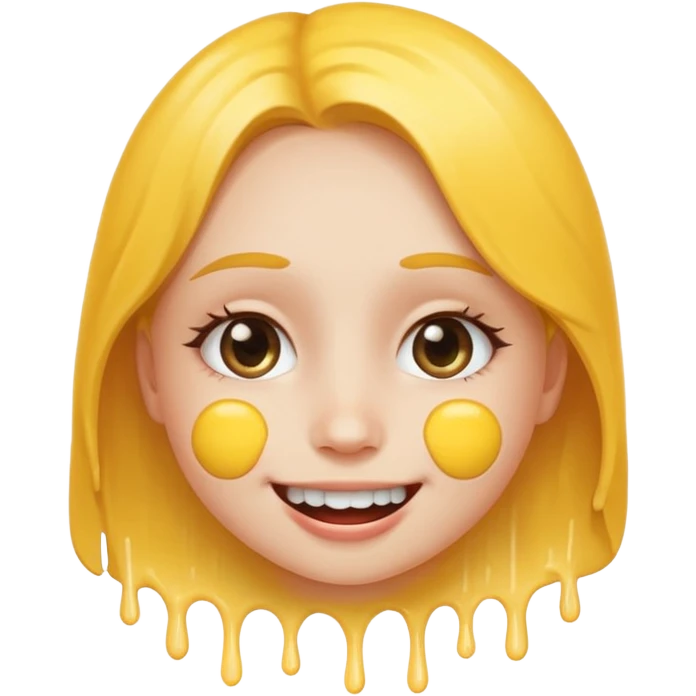 Girl Smiley face with white cum dripping off face emoji