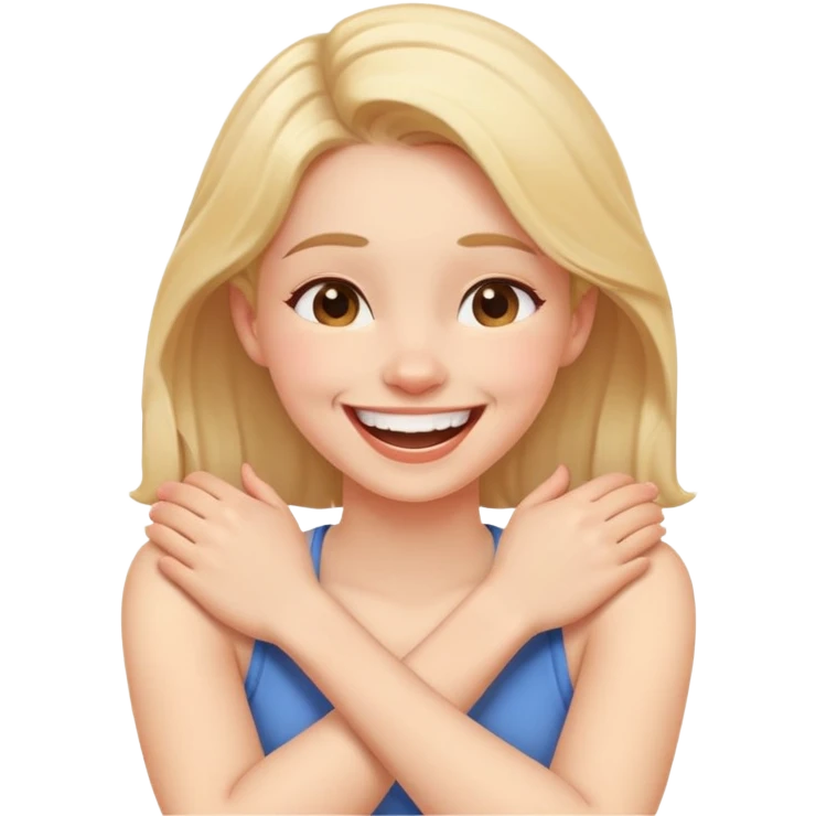 Arms crossed holding neck laughing girl emoji