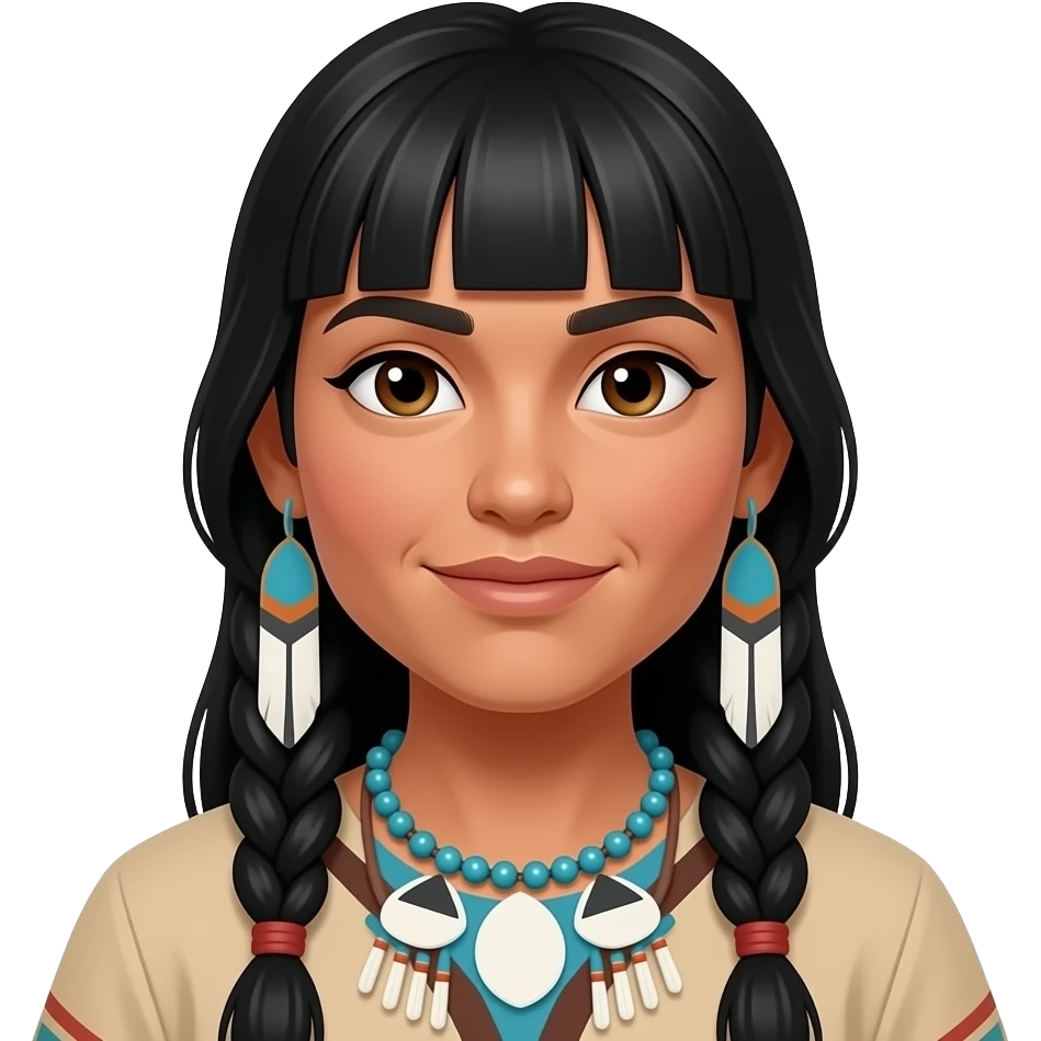 Mulher indígena com franja na testa. emoji