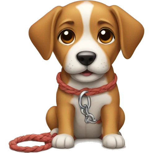A dog is tied up emoji