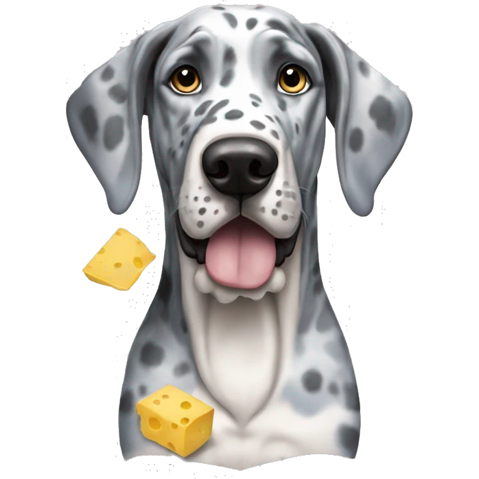 Blue Merle Great Dane dressed as butter emoji