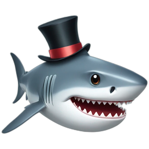 Shark with a top hat emoji