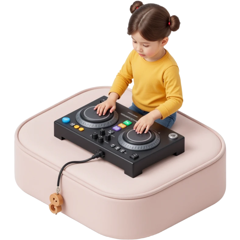 girl playing DJ set emoji