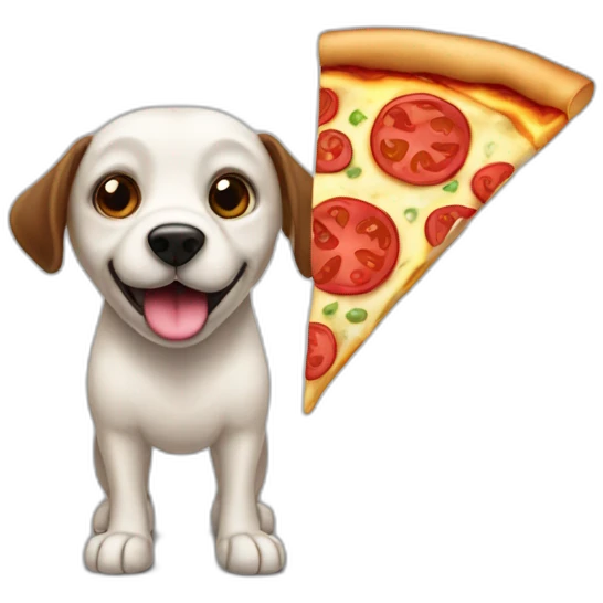Un chien mangeant une pizza emoji