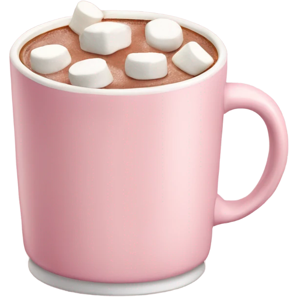 Light Pink mug of hot chocolate with marshmallows  emoji