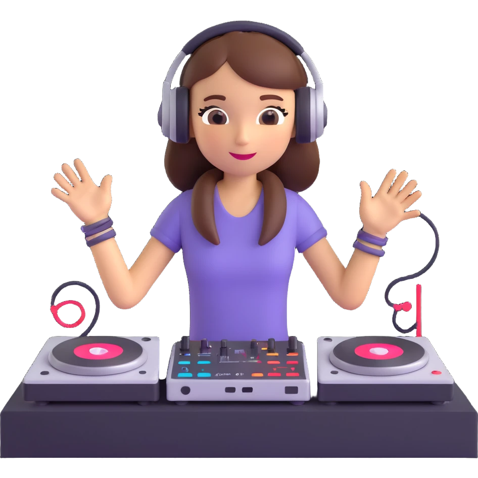 girl playing DJ set emoji