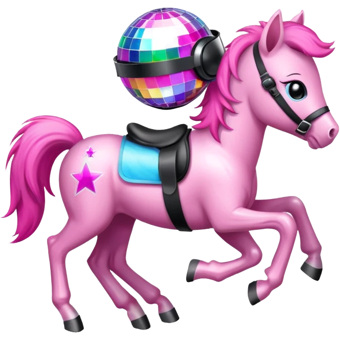 Pink pony racing disco emoji