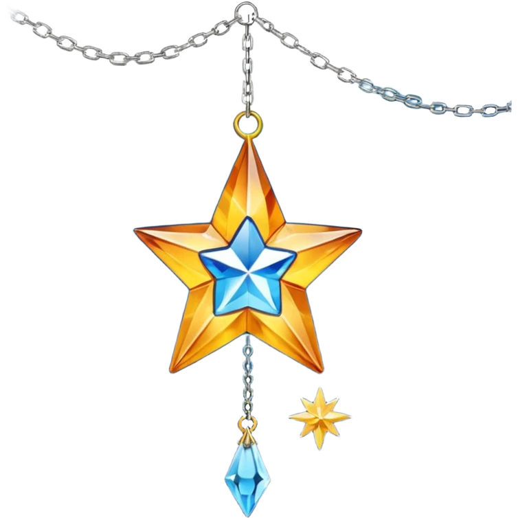 Hanging crystal star suncatcher with a long metal chain and embedded crystal connectors  emoji