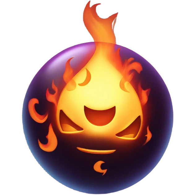 fortune telling ball in fire emoji