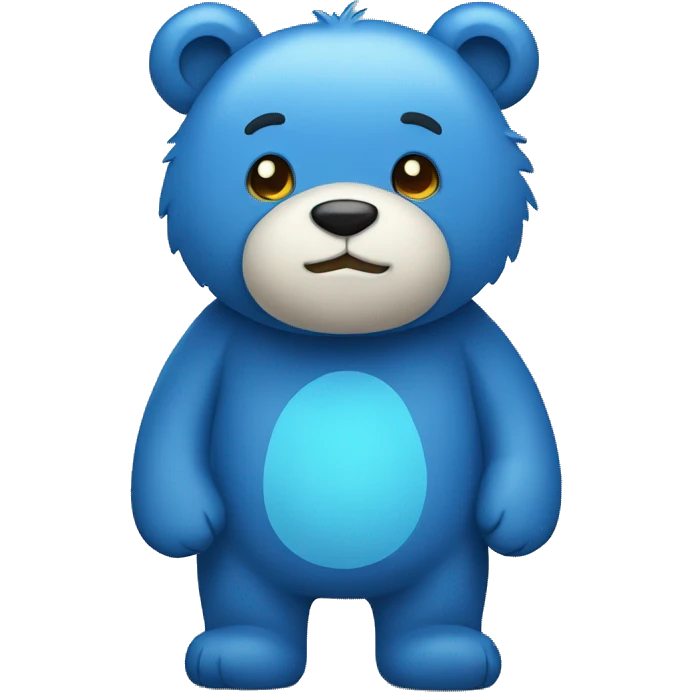 A bear that is the colored blue and saying the word hello  emoji