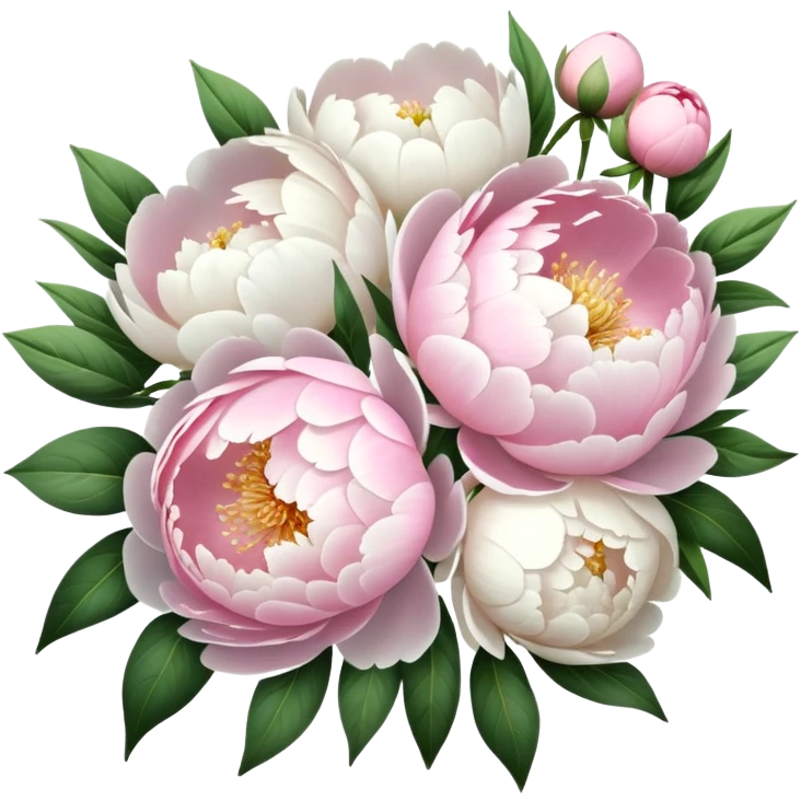 White and pink peonies bouquet  emoji