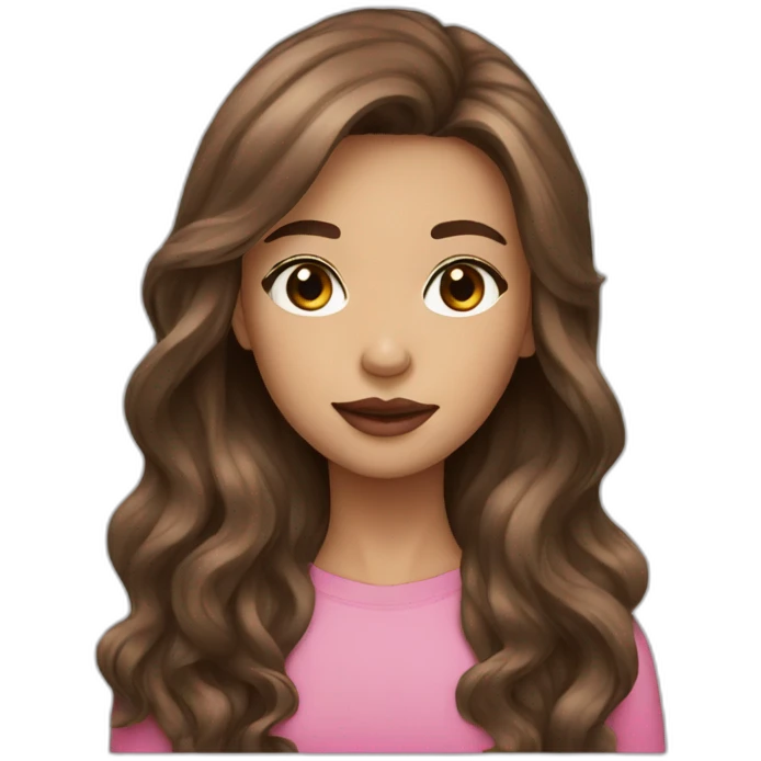 brown long hair,pinky lips girl emoji