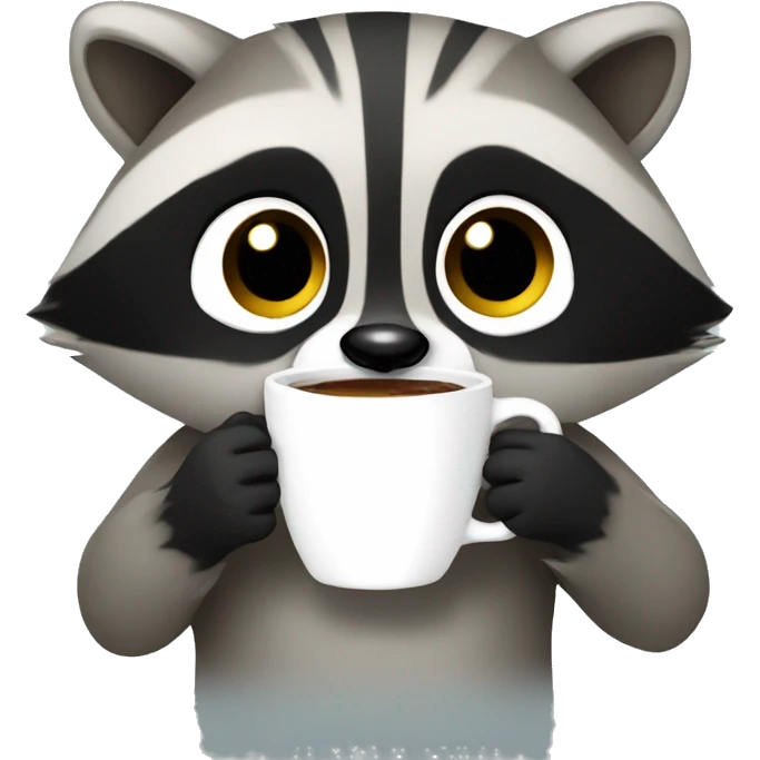 raccoon drinking coff emoji