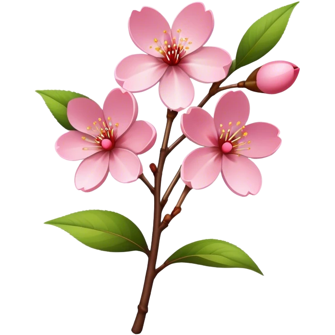 single Cherry Blossom, straight stem emoji