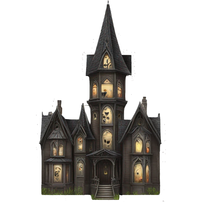 Realistic Huge ornate gothic Cardboard 6 story tall haunted house  emoji