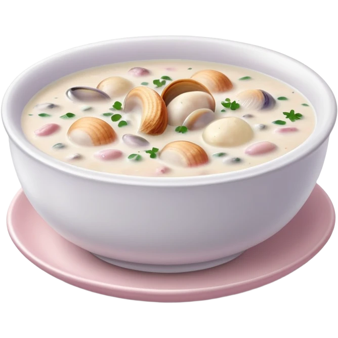 super realistic small pink bowl of clam chowder emoji