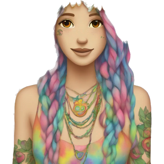 Tie dye hippie person flower crown tattoos hemp leaves emoji