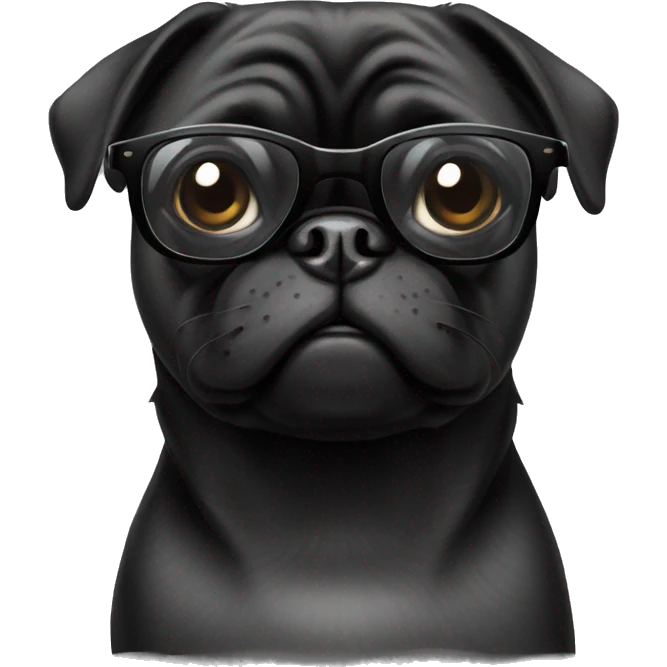 Black pug with glasses  emoji
