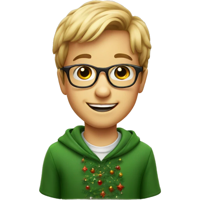smiling boy in glasses portrait Christmas emoji